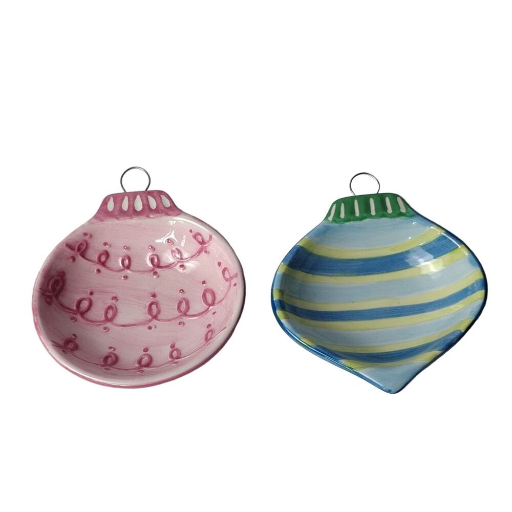 Lady Jayne Ltd Ornament Shaped Dishes Ceramic Candy Dish Set of 2 2004 Christmas